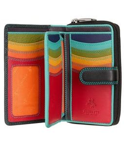 Womens Wallet Purse Leather Purse For Women - Handmade Wallet For Women Gift - Ladies RFID Wallet - Black Multicolour Purse Wallets