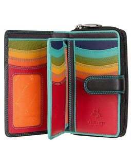 Womens Wallet Purse Leather Purse For Women - Handmade Wallet For Women Gift - Ladies RFID Wallet - Black Multicolour Purse Wallets