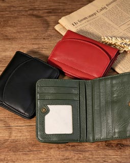 Soft Leather Bifold Wallet for Women, Slim Compact Design, 8 Card Slots, 3rd wedding anniversary