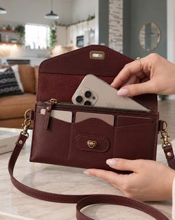 Personalized Leather Crossbody Wallet, Phone Purse for Women, Leather Clutch Wallet with Card Slots, Small Shoulder Bag, Shoulder Clutch